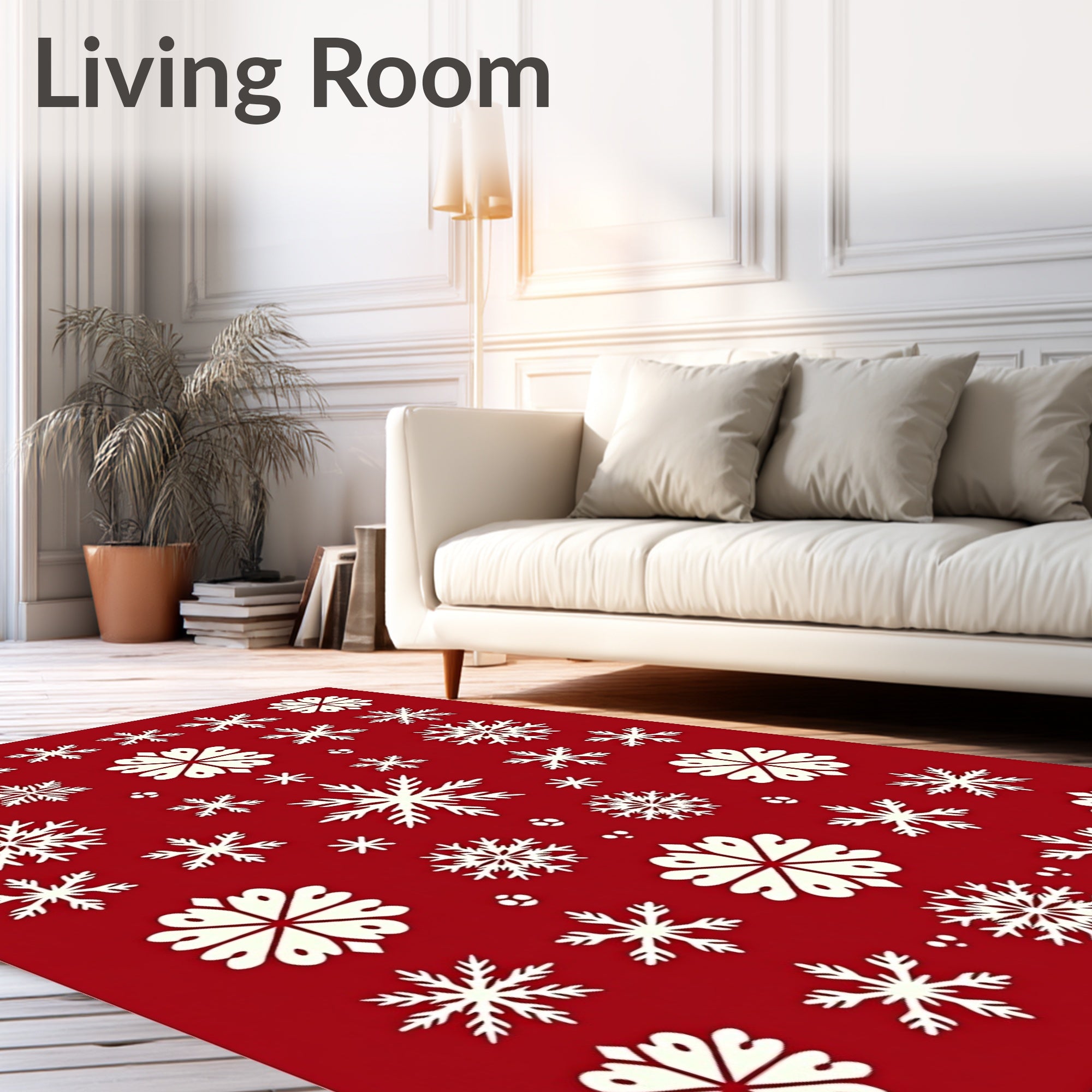 Crimson Cream Snowflake Collection Rug