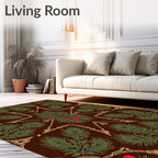 Brown Pine Branch Red Berry Medallion Rug