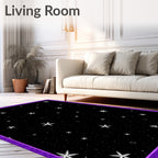 Celestial Night Starry Snowflakes Rug