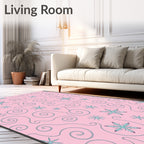 Pink Snowflake Swirls Snowfall Rug