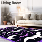 Whimsical Purple White Bat Swarm Rug