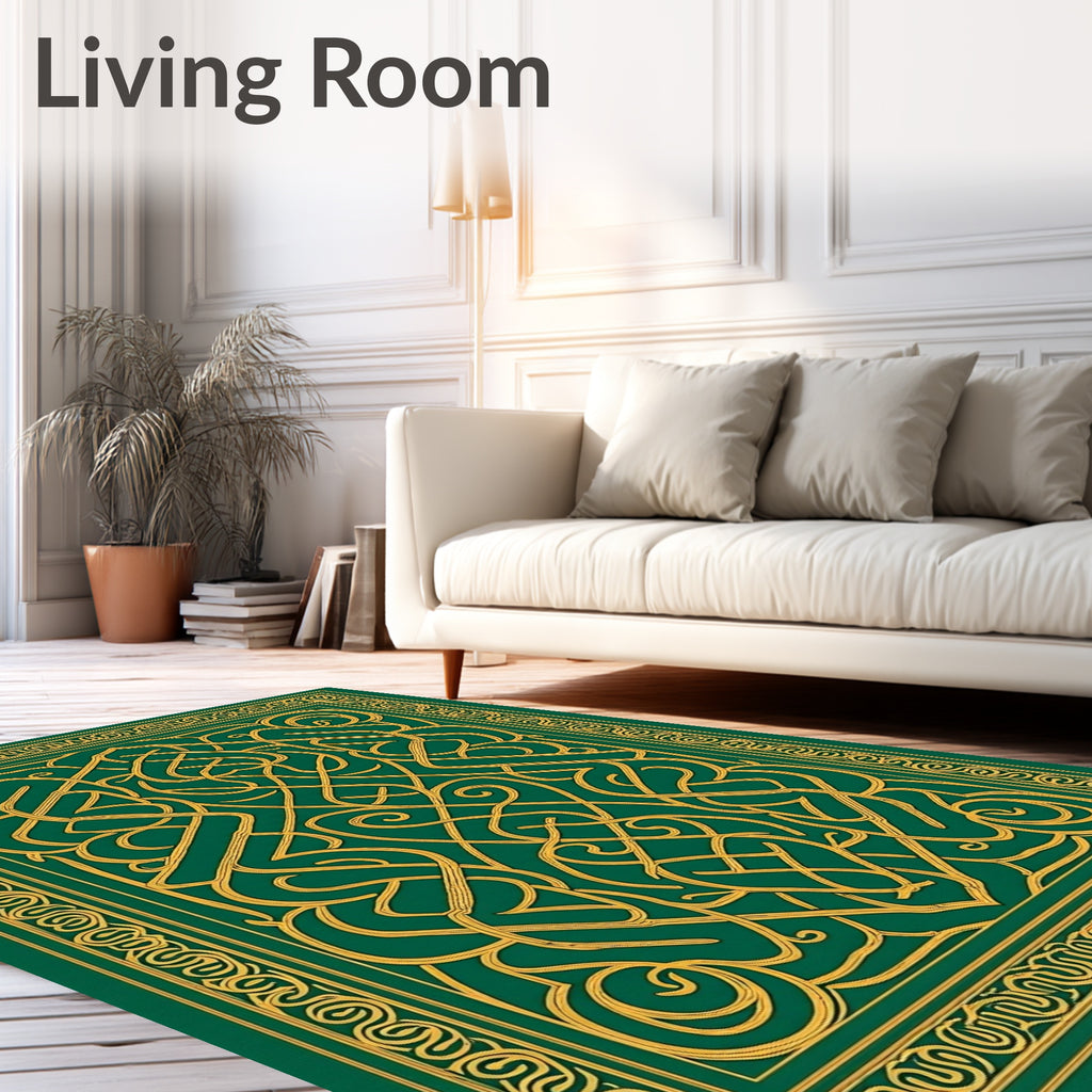 Emerald Gold Interlace Scroll Rug