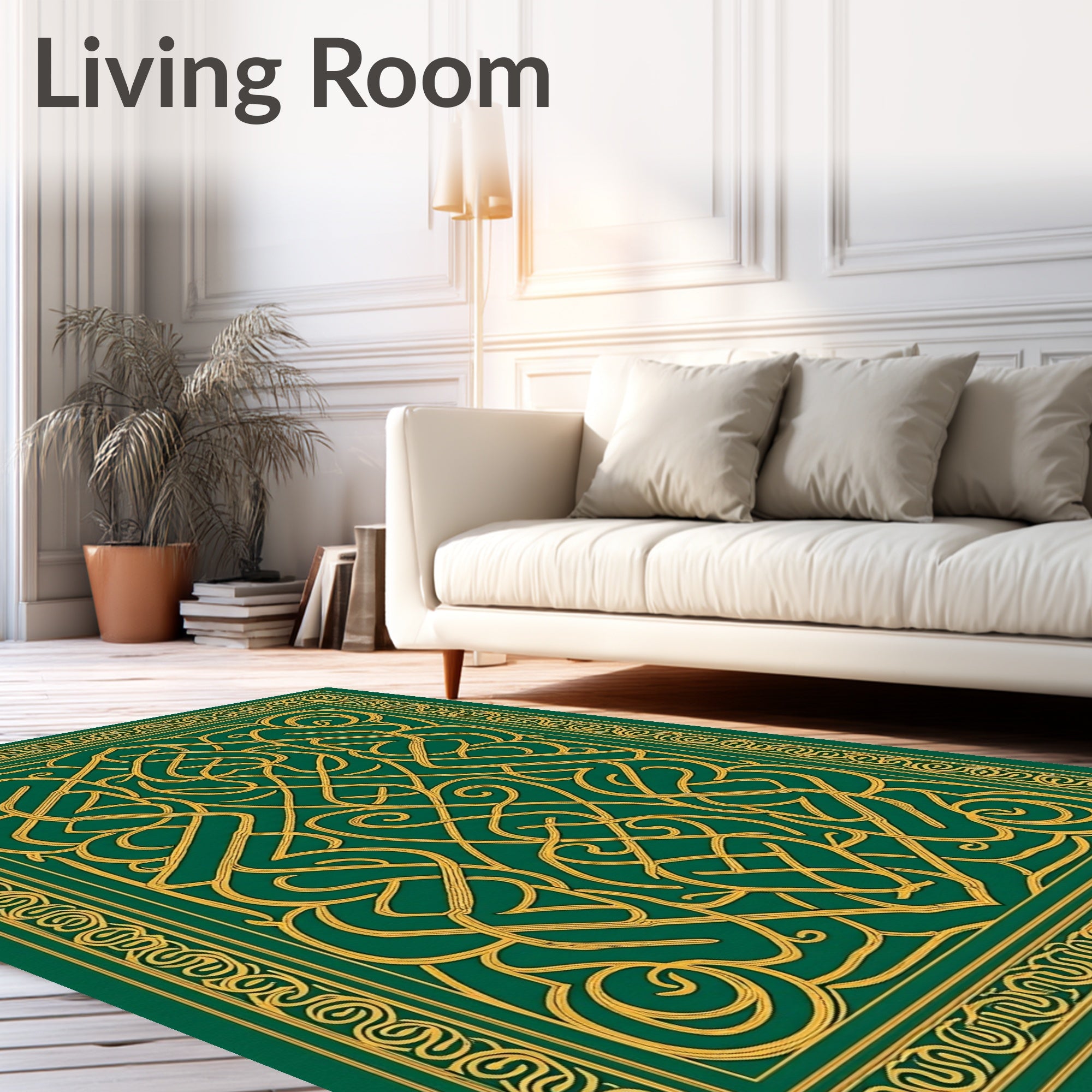 Emerald Gold Interlace Scroll Rug