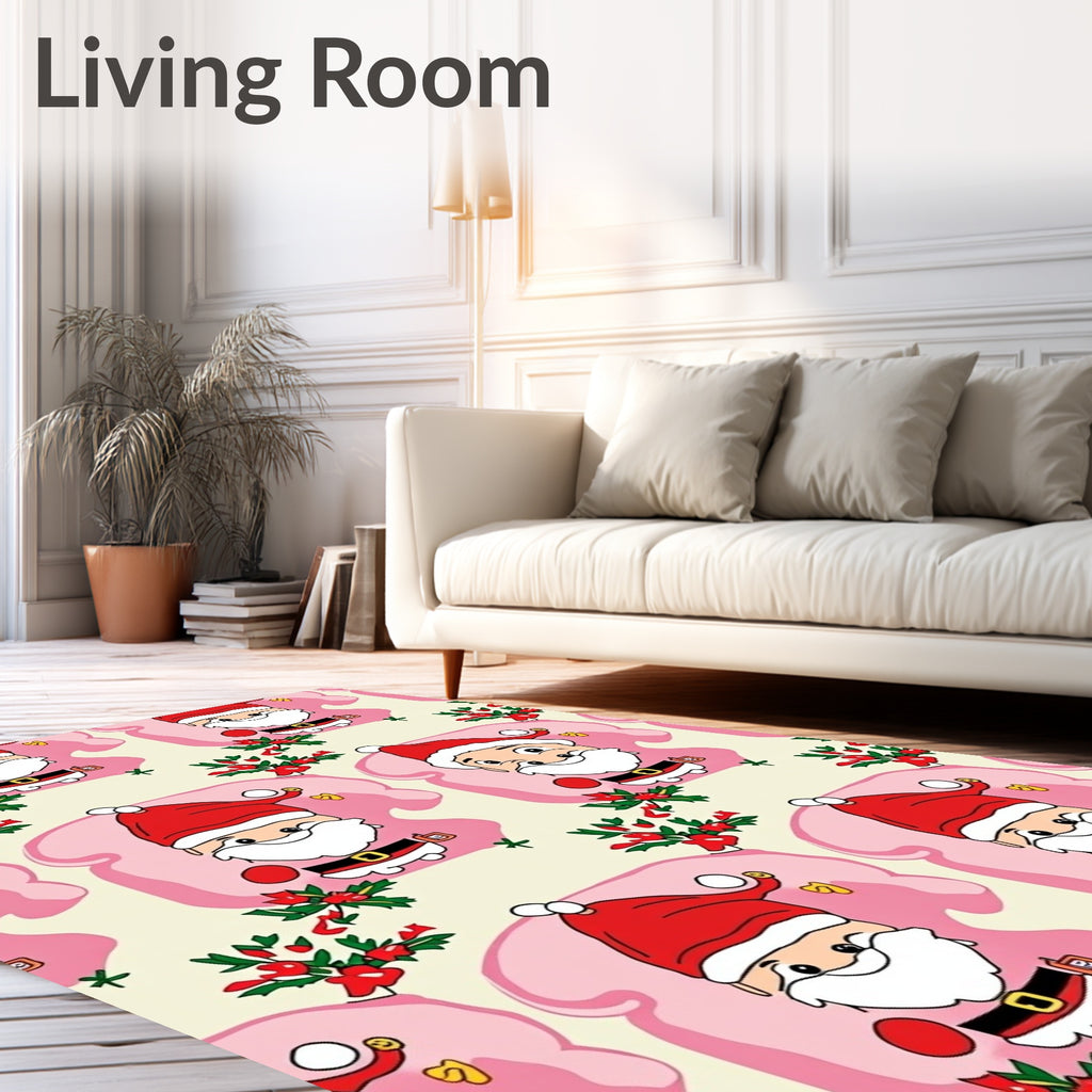 Cute Santa Claus Christmas Holly Rug