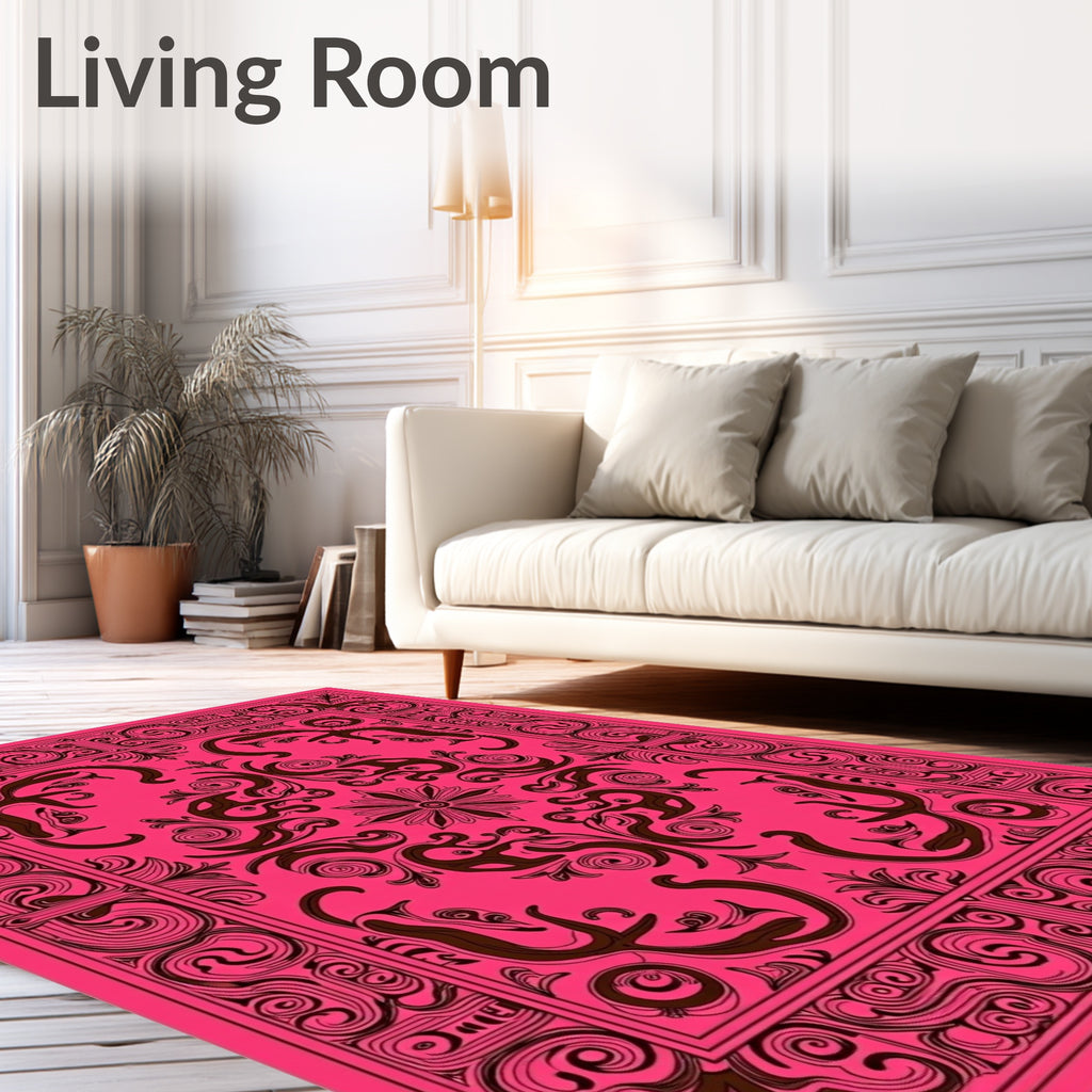 Fuchsia Swirl Floral Baroque Rug
