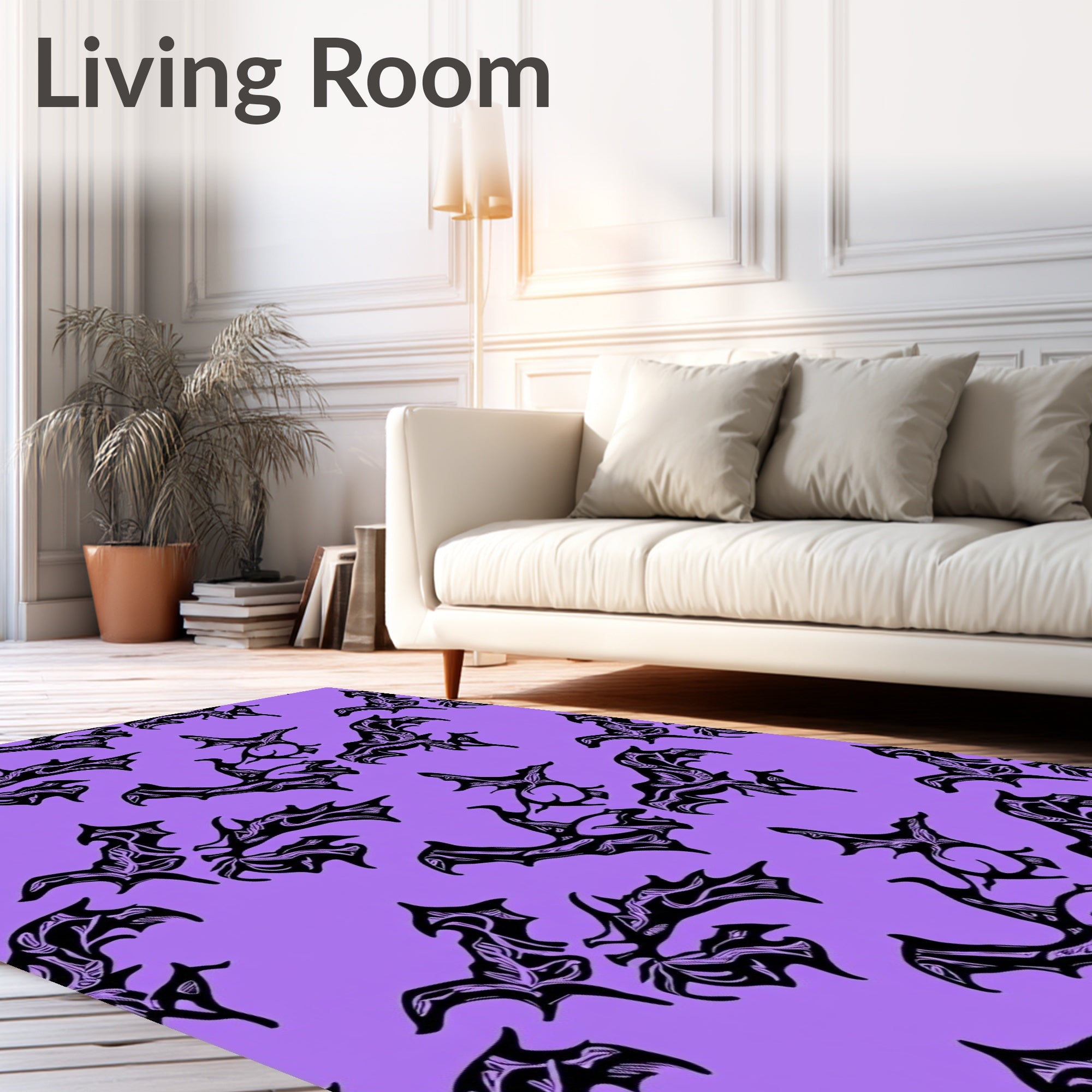 Gothic Bat Purple Abstract Rug