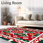 Holiday Gingerbread Snowflakes Red Green Rug
