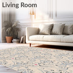 Whimsical Cream Surrealist Floral Rug