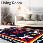 Bold Folk Art Animals Snowflake Rug