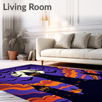 Spooky Purple Bat Halloween Castle Rug