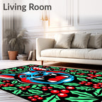 Bold Cyan Red Wolf Holly Rug
