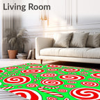 Red White Swirl Candy Cane Background Rug