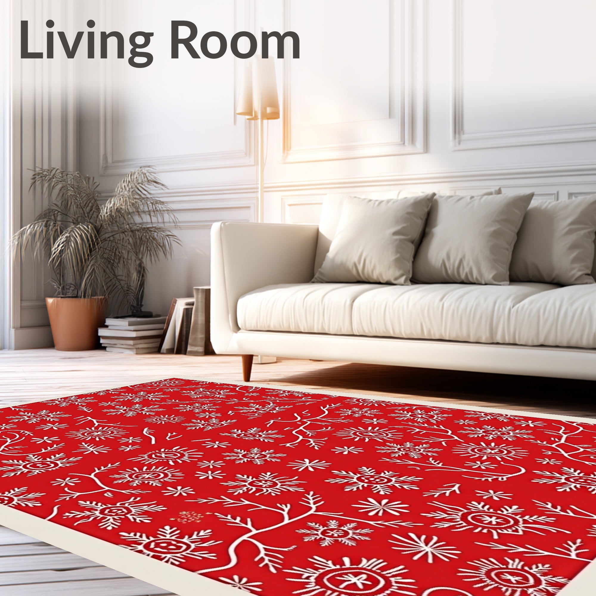 Crimson Snow Flake Branches Rug
