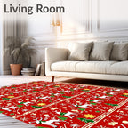 Red White Green Woodland Holiday Repeat Rug