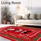 Jolly Santa Claus Holly Border Rug