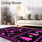 Pink Deer and Tree Nordic Rug