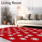 Classic White Snowflake Festive Red Rug