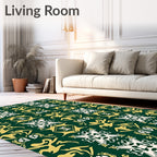 Vibrant Gold White Emerald Symmetry Rug
