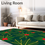 Emerald Green Red Berry Holly Burst Rug