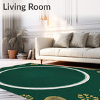 Emerald Green Ornate Medallion Rug
