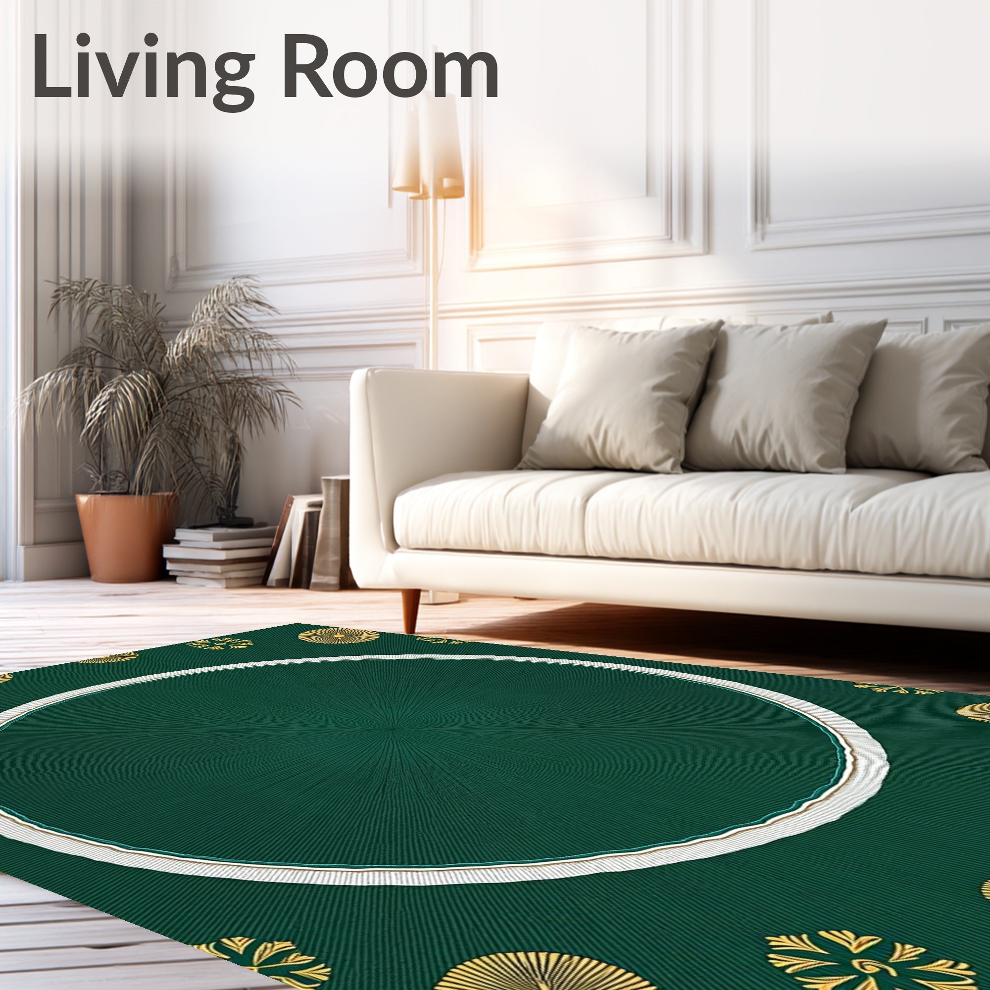 Emerald Green Ornate Medallion Rug