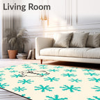 Whimsical Bear and Snowflakes Cream Rug