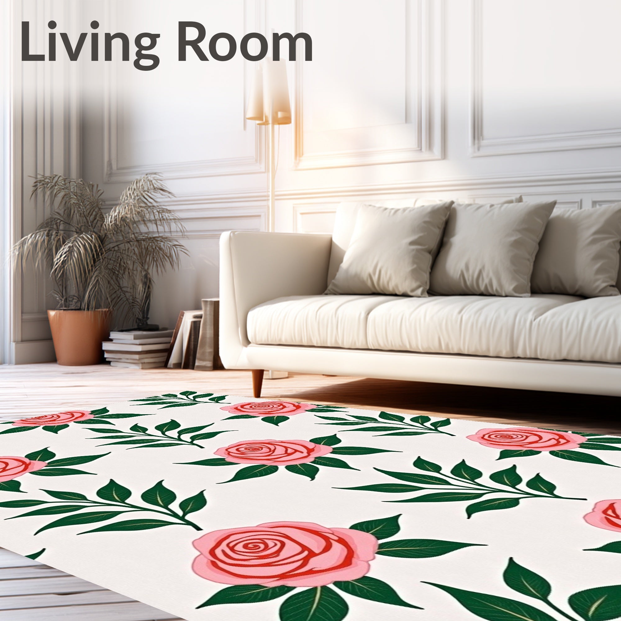 Pink Rose Garden Floral Arrangement Rug