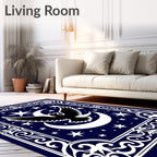 Midnight Eagle Crescent Moon Stars Rug