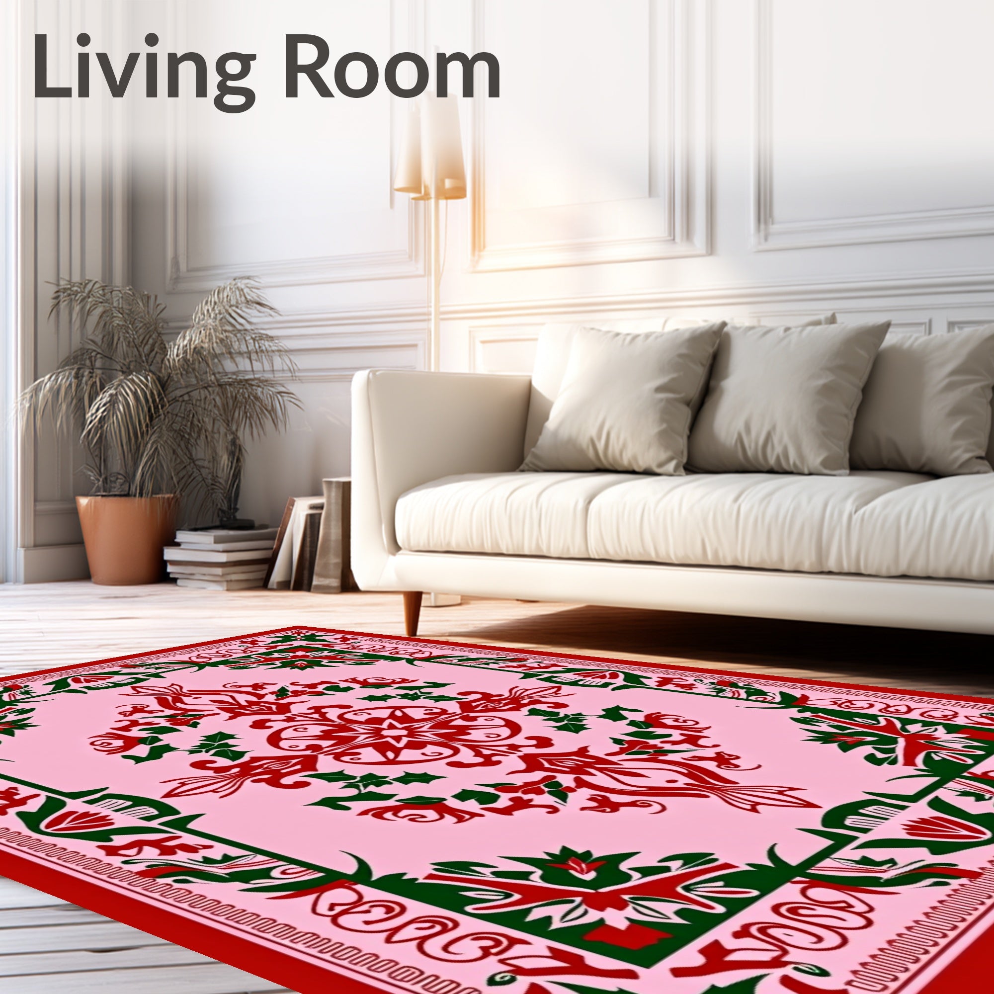 Ornate Red Green Filigree Medallion Rug