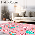 Whimsical Bunny Easter Egg Collage Rug