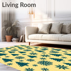 Teal Pine and Snowflake Scatter Rug
