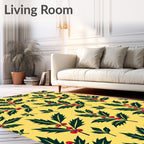 Deep Green Holly Berry Garland Rug