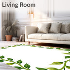 Verdant Green Leafy Vine Border Rug