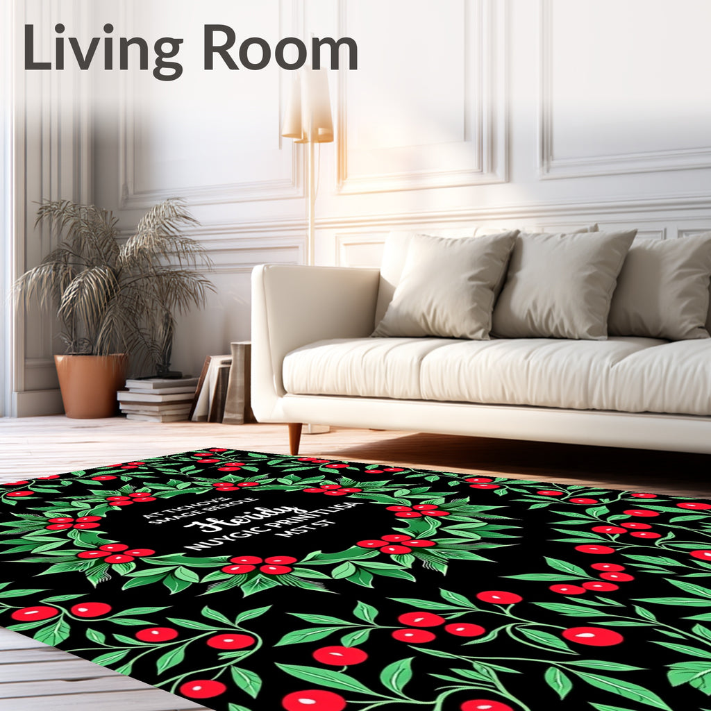 Festive Red Berry Garland Wreath Rug