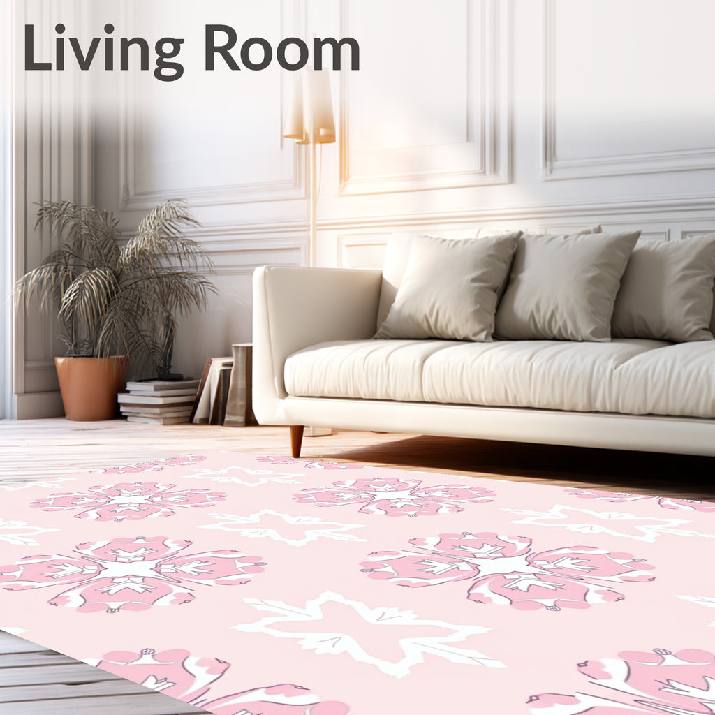 Soft Pink Floral Mandala Repeat Rug