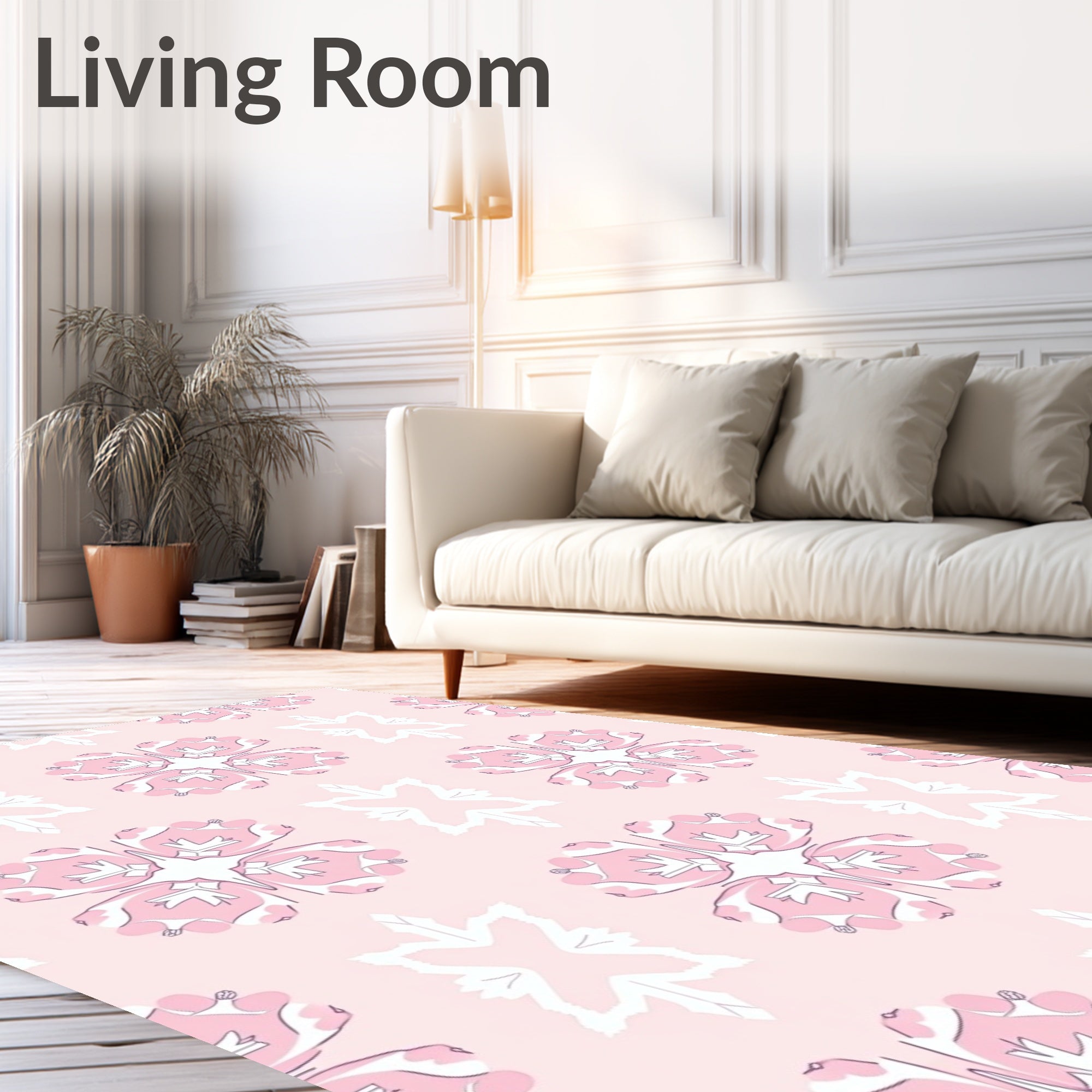 Soft Pink Floral Mandala Repeat Rug