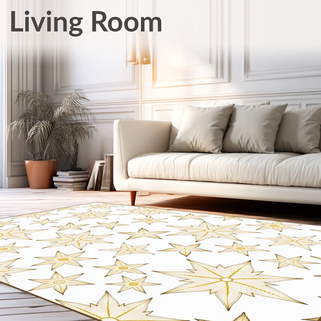Golden Starburst Scattered Linen Rug
