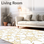 Golden Starburst Scattered Linen Rug