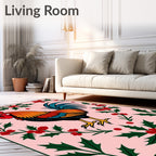 Christmas Rooster Holly Border Rug