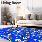 Eerie Blue Skeleton Figures Repeating Pattern Rug