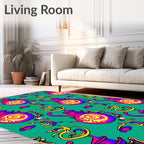 Vibrant Purple Yellow Swirl Vessel Rug