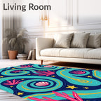 Sea Coral Swirl Yellow Star Rug