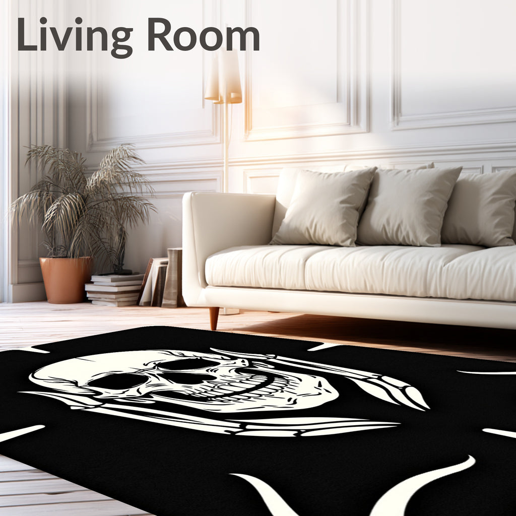 Dark Grim Reaper Skull Motif Rug