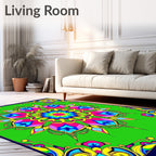 Vibrant Emerald Floral Medallion Rug