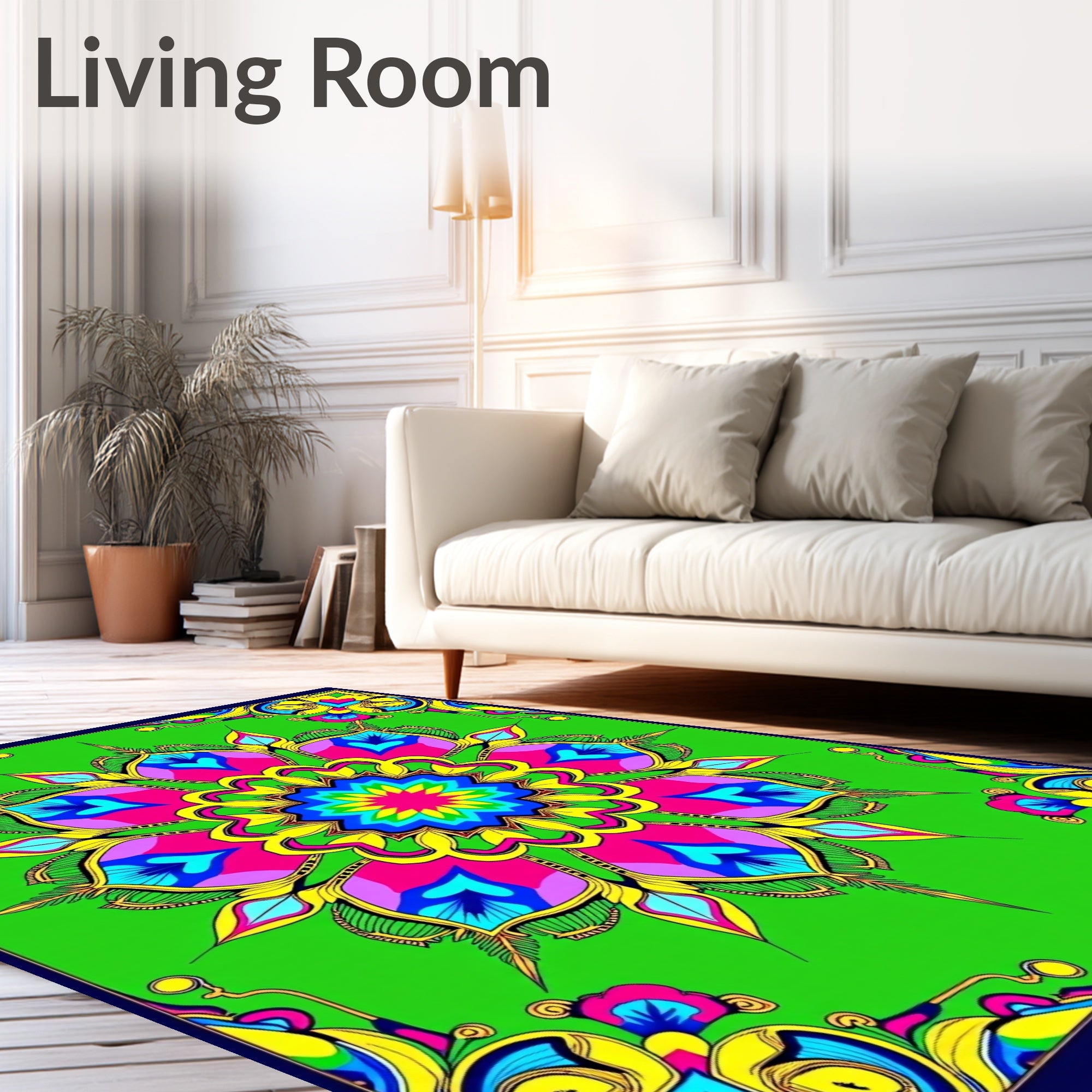 Vibrant Emerald Floral Medallion Rug