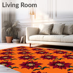 Rich Garnet Floral Blossom Orange Rug
