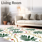 Verdant Leaf Red Berry Vine Rug