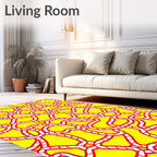 Bold Yellow Red Rope Maze Rug