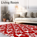 Crimson White Reindeer Starburst Repeat Rug