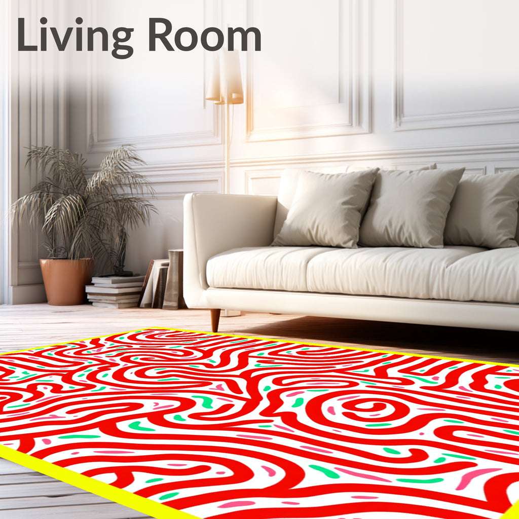 Abstract Red Winding Lines Rug